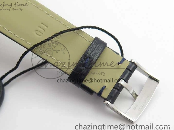 0327 Timeless De Ville Prestige Real PR SS ZF 1:1 Best Edition Gray Dial Blue Markers on Blue Leather Strap MIYOTA 7936